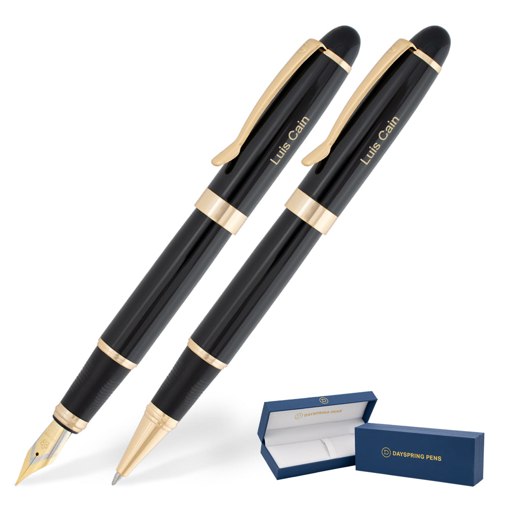 Dayspring Pens Alexandria Fountain and Rollerball Pen Set - Black